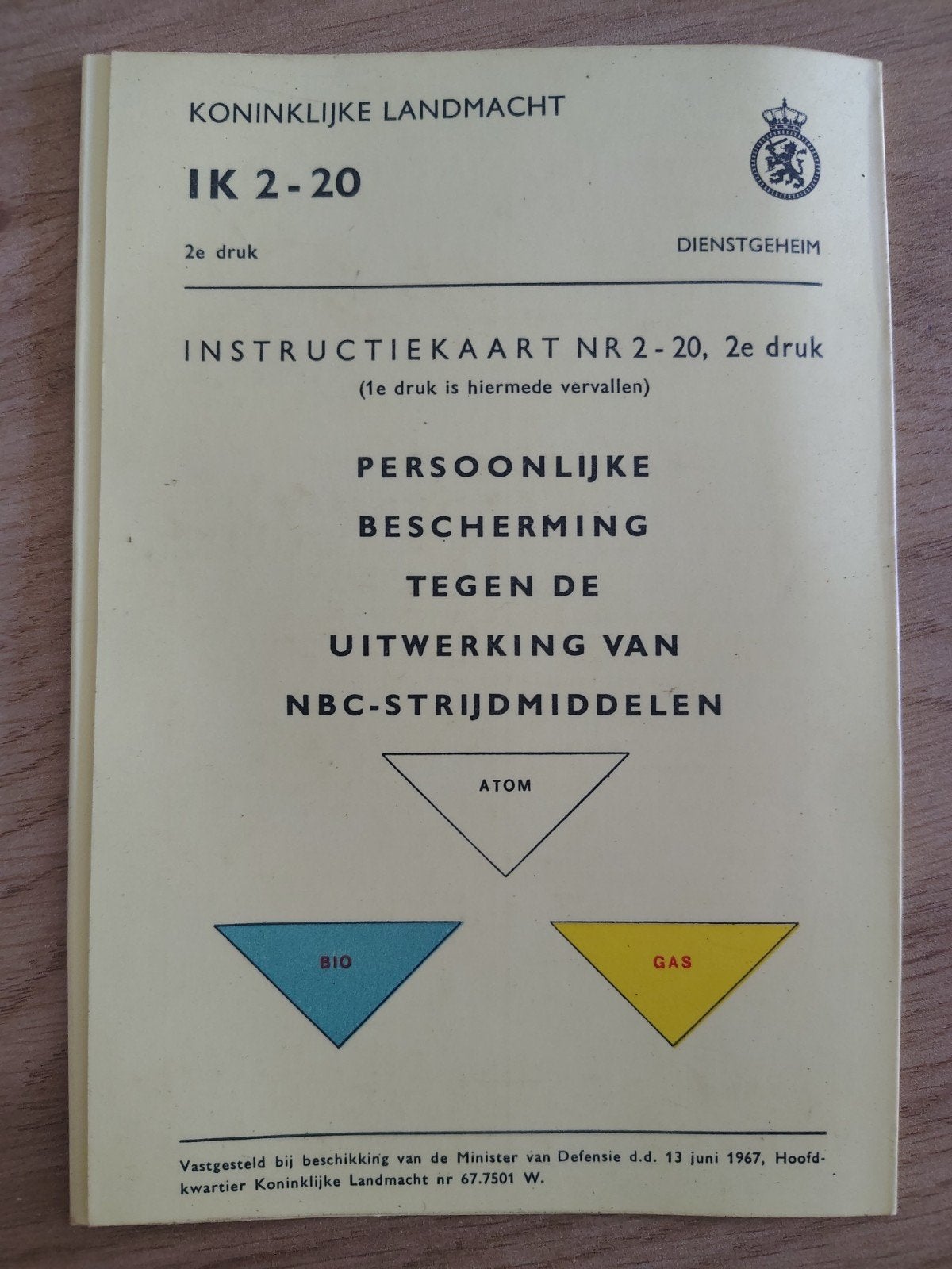 Koninklijke Landmacht Instructiekaart NBC Strijdmiddelen, Verzamelen, Militaria | Algemeen, Ophalen of Verzenden, Landmacht, Nederland