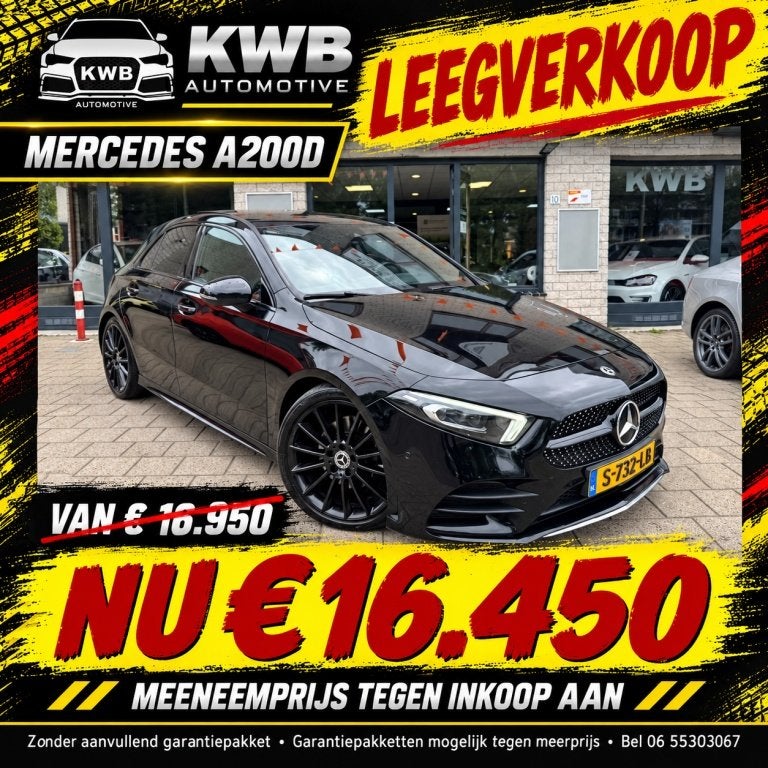 Mercedes-Benz A-Klasse 200d | Panoramadak AMG Pakket | Matri, Automaat, 745 kg, Gebruikt, Euro 6