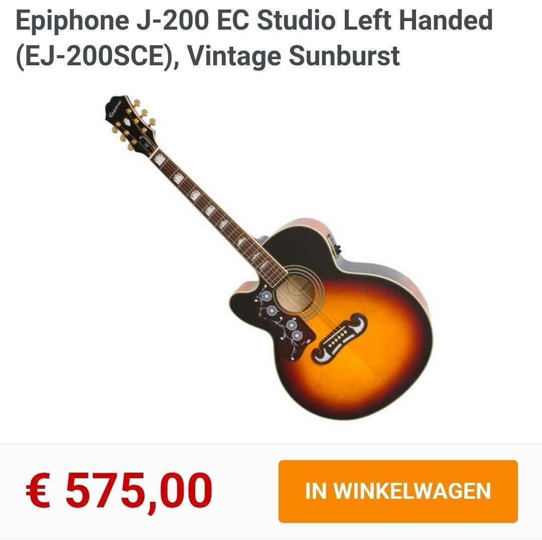 Gloednieuwe Epiphone J-200 EC Studio left handed, Ophalen of Verzenden, Nieuw, Western- of Steelstringgitaar