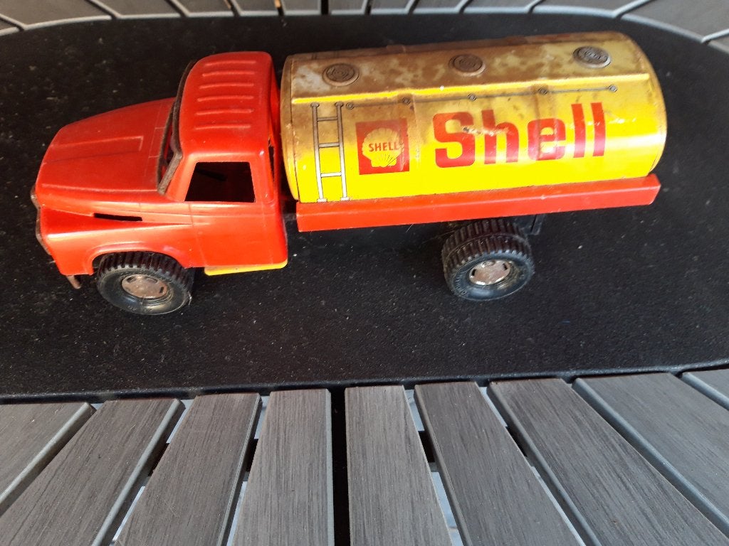 Shell tankwagen blik / plastic - made in Japan jaren 60, Ophalen of Verzenden, Gebruikt, Bus of Vrachtwagen
