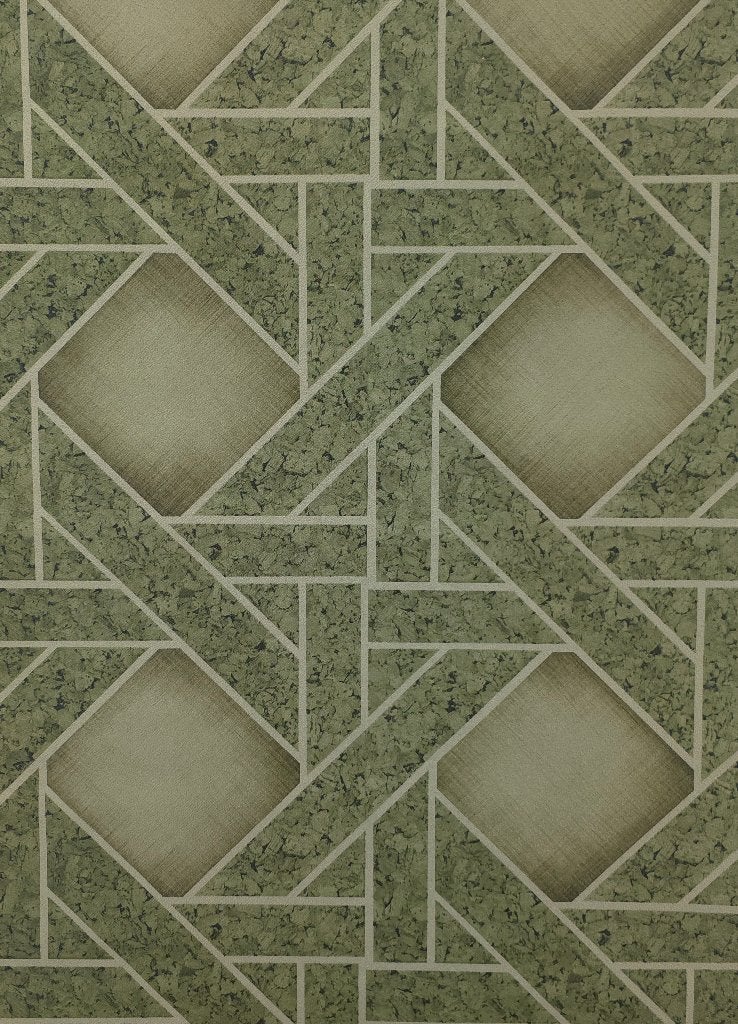 6070 Groen geometrisch behang retro webbing stijl swiet, Ophalen of Verzenden, Groen