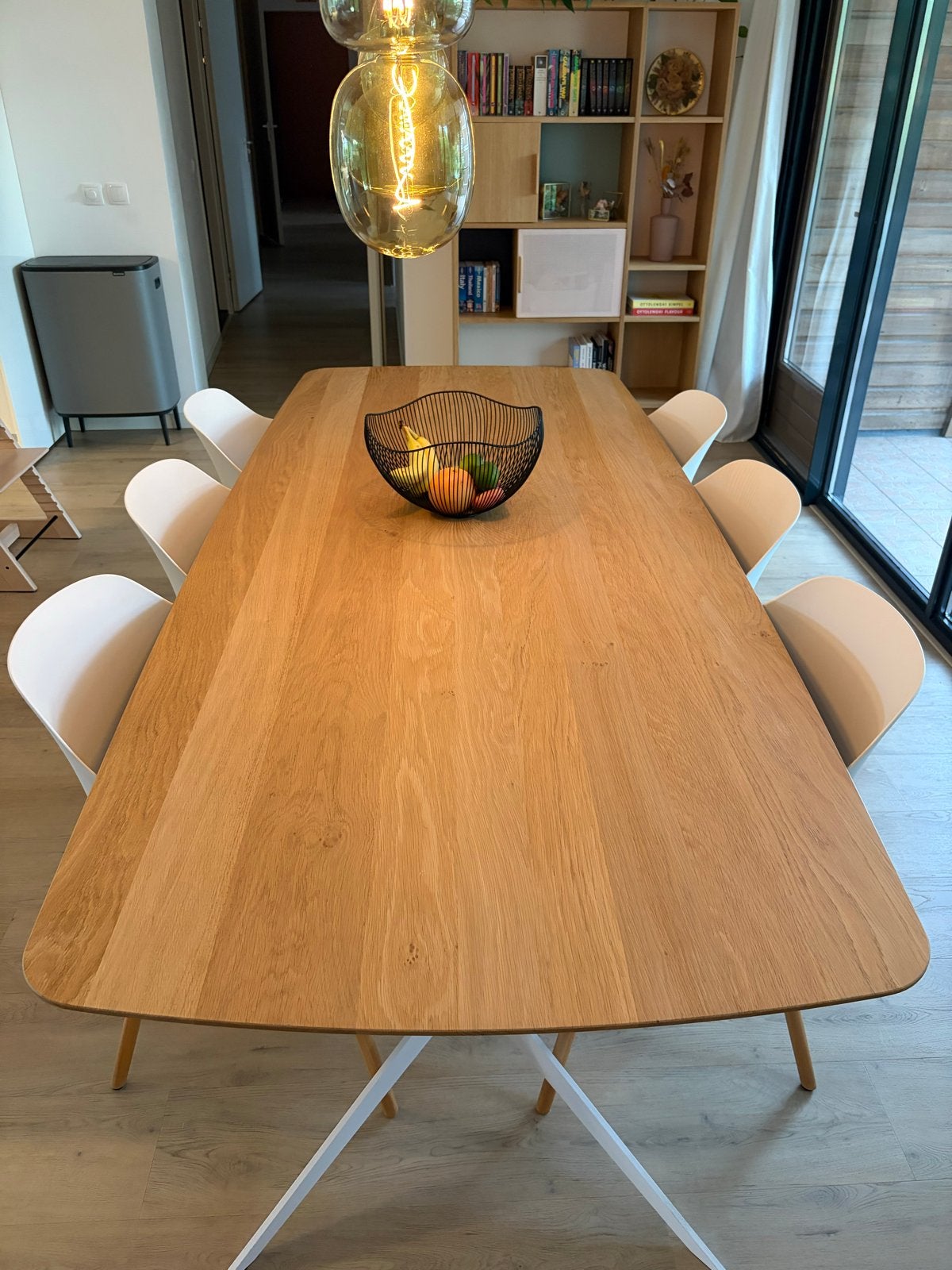Eikenhouten eettafel 240x100 van Houtmerk, Huis en Inrichting, Tafels | Eettafels, Ophalen, Gebruikt, Eikenhout, 200 cm of meer