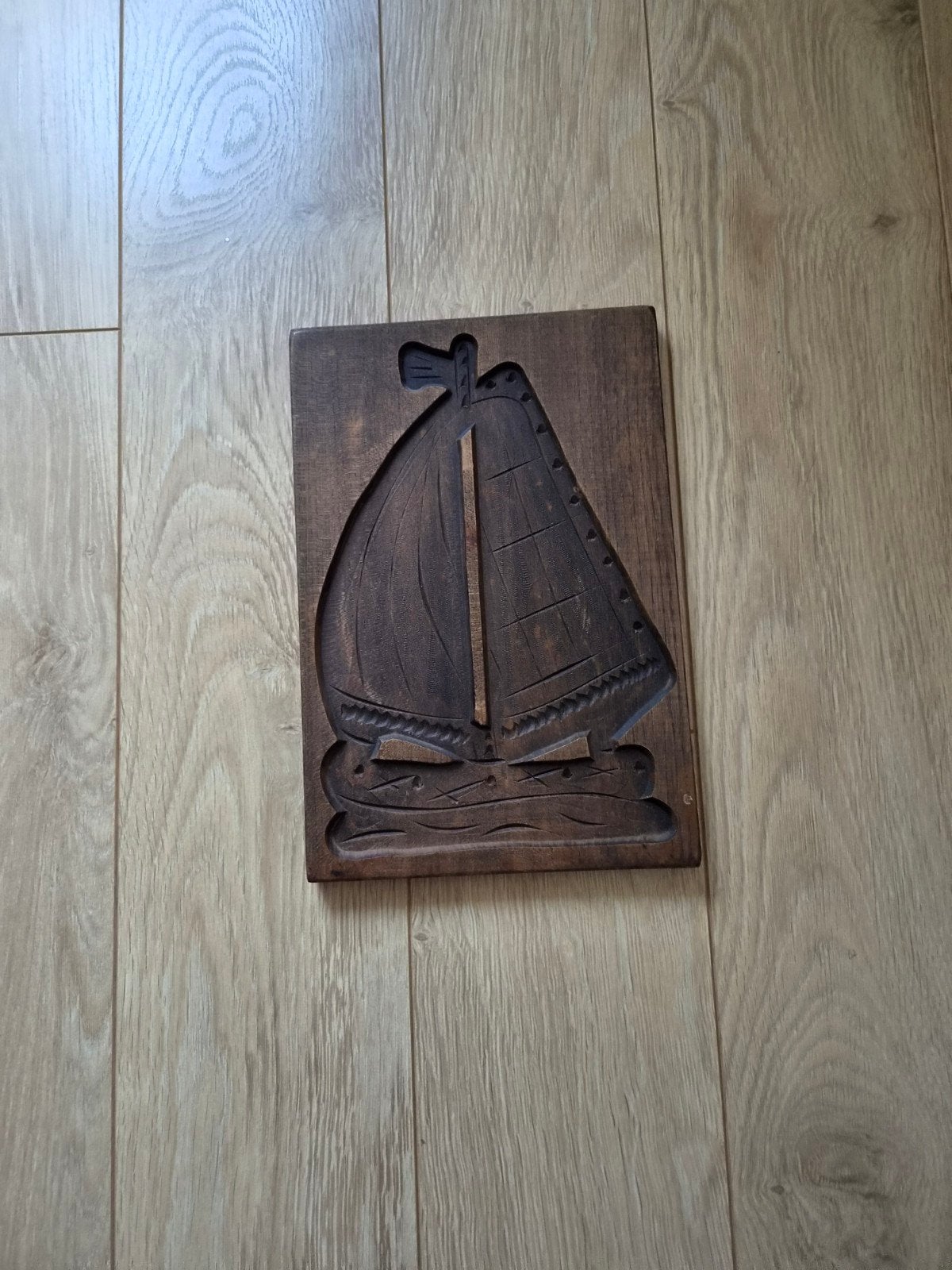 Handgesneden Speculaasplank - Zeilschip, Antiek en Kunst, Ophalen of Verzenden