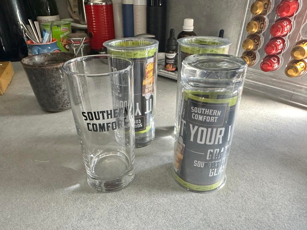 Southern Comfort glazen 4 stuks ongebruikt, Ophalen of Verzenden, Nieuw, Overige typen