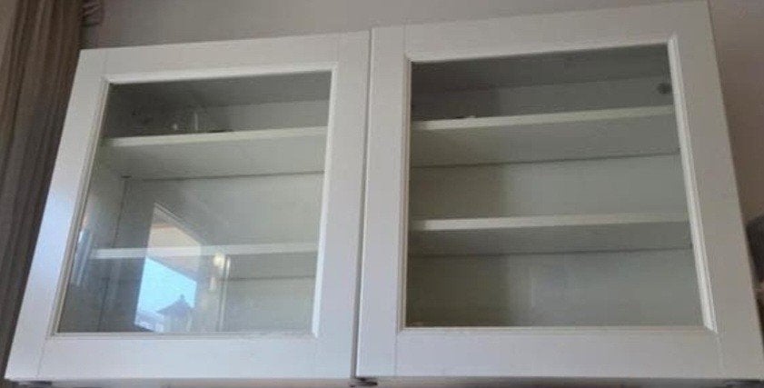 Witte keukenkast met glazen deuren (120x64x20cm), Ophalen, Wit, Glas, Overige typen