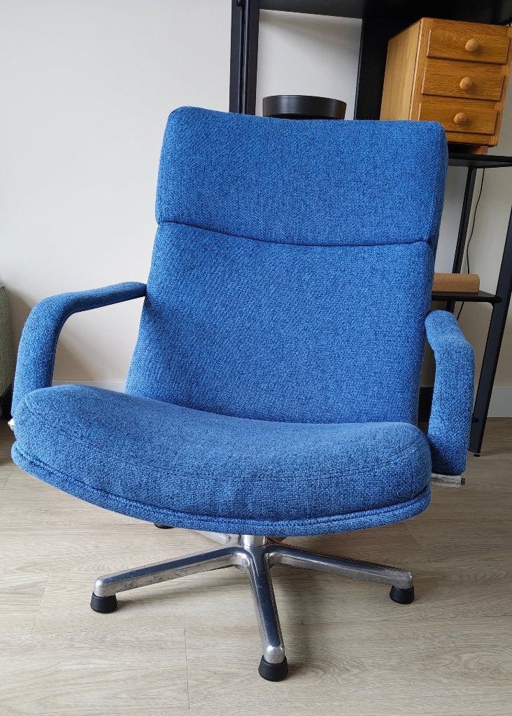 Artifort draaistoel F141, jeans blauw, Geoffrey Harcourt, Ophalen, Gebruikt, 75 tot 100 cm, Stof