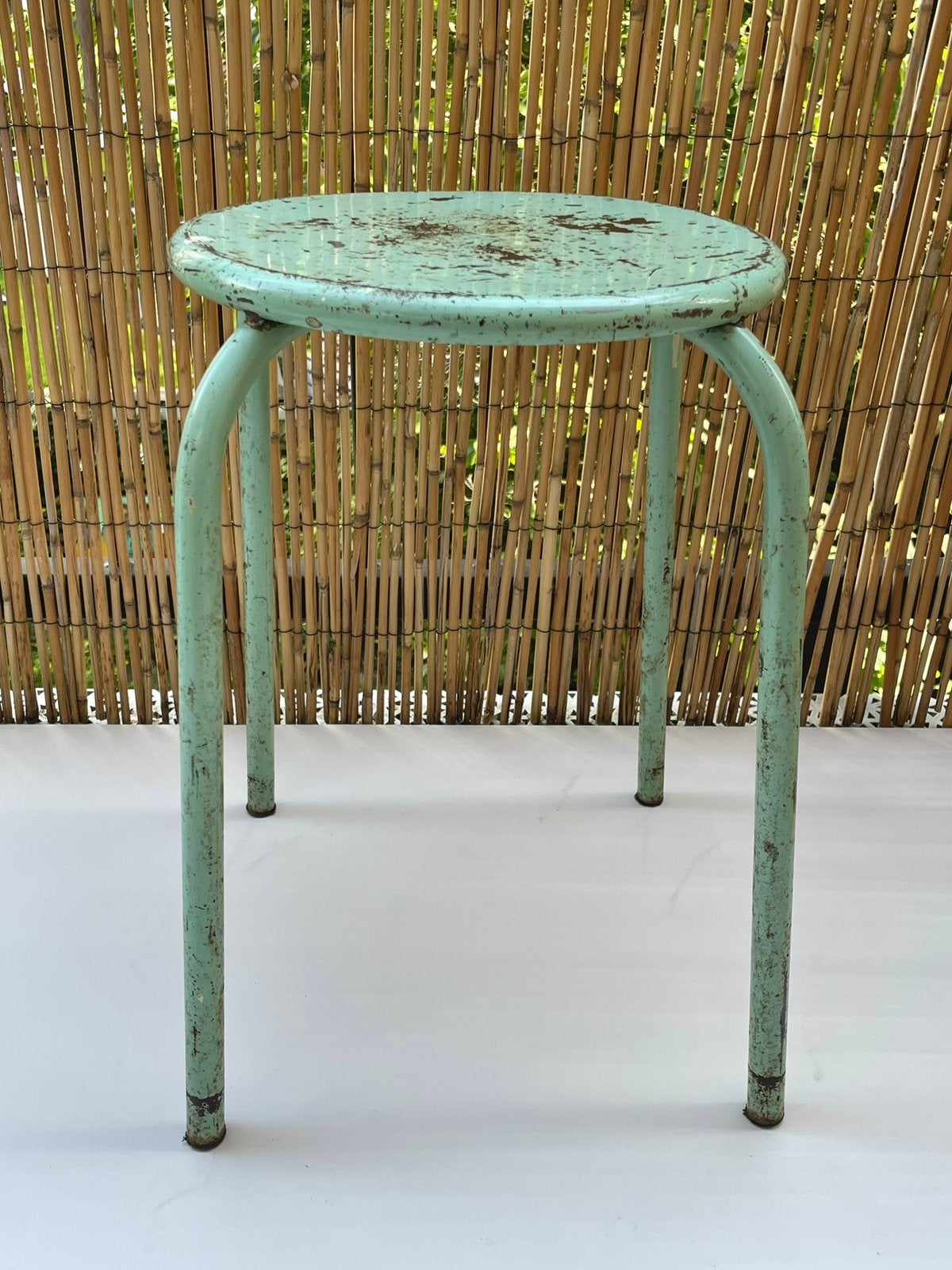 Vintage kruk metaal pistache groen buisframe, Ophalen of Verzenden, Gebruikt, IJzer