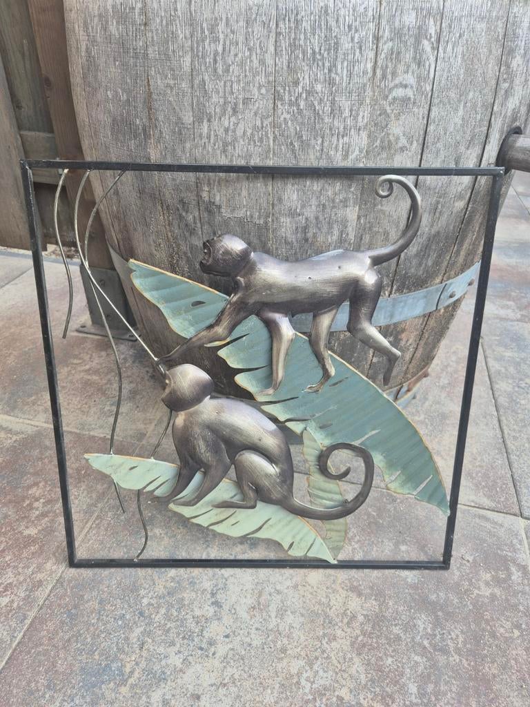 Wanddecoratie apen in jungle - Metaal (Intratuin), Tuin en Terras, Ophalen, Zo goed als nieuw
