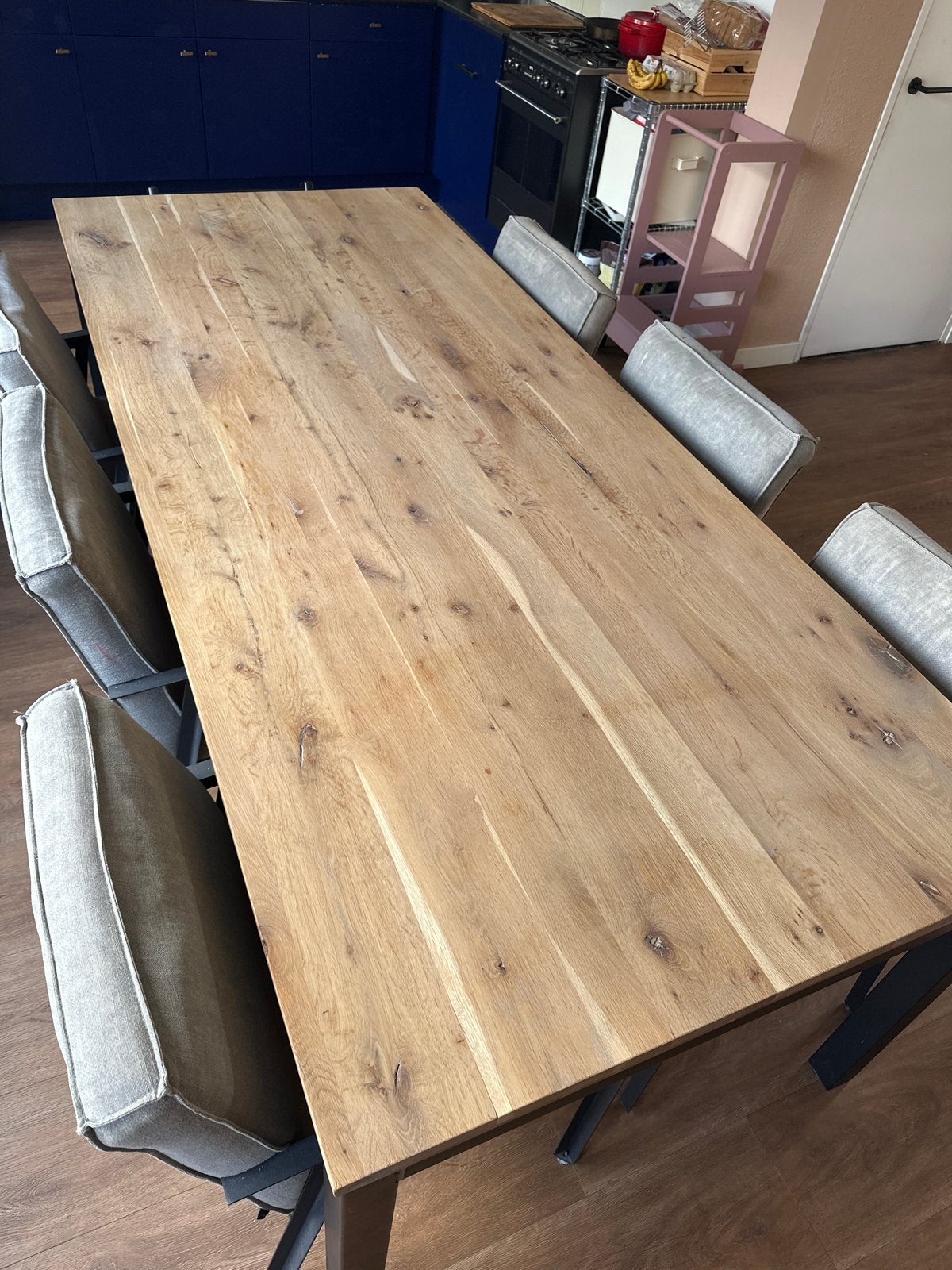 Goosens Eikenhouten eettafel met en 6 stoelen, Ophalen, Eikenhout, 50 tot 100 cm, Zo goed als nieuw