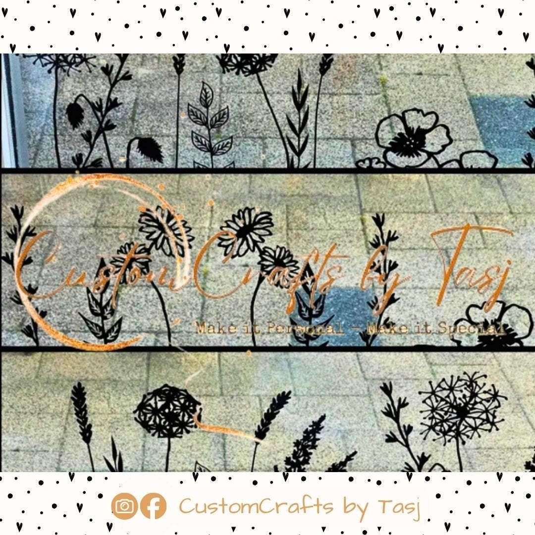 Herbruikbare Raamstickers | Veldbloemen Wit/Zwart, Ophalen of Verzenden