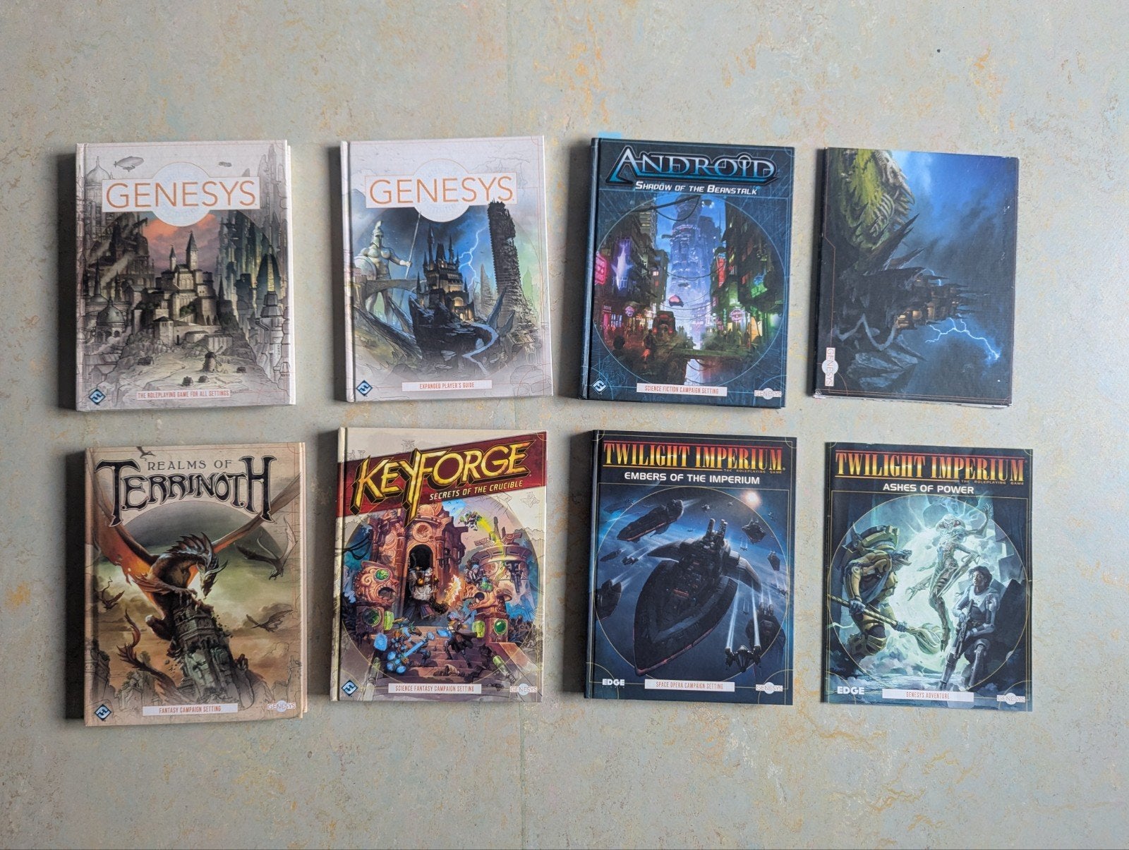 Genesys TTRPG Set: Core , 4 Settings, Decks & Dobbelstenen