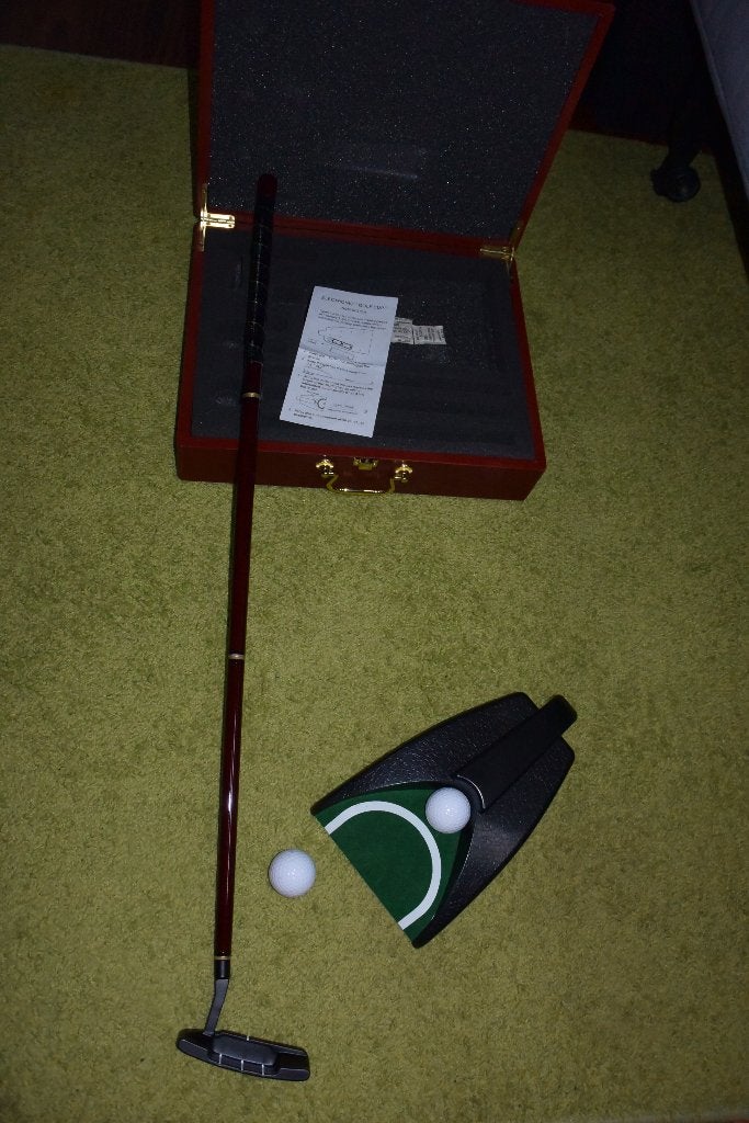 golf putting set, luxe houten kist, Ophalen of Verzenden, Zo goed als nieuw, Set, Overige merken