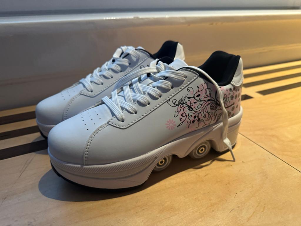 Witte rolschoenen met bloemenprint - Maat 39, Ophalen of Verzenden, Nieuw