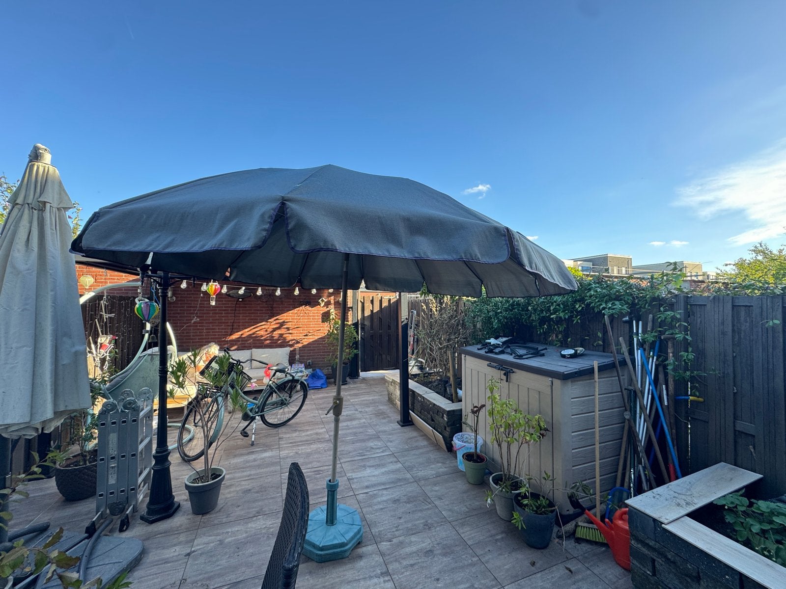 Hartman Prestige parasol - Grijs, Gebruikt, Kantelbaar, Overige typen, Ophalen of Verzenden