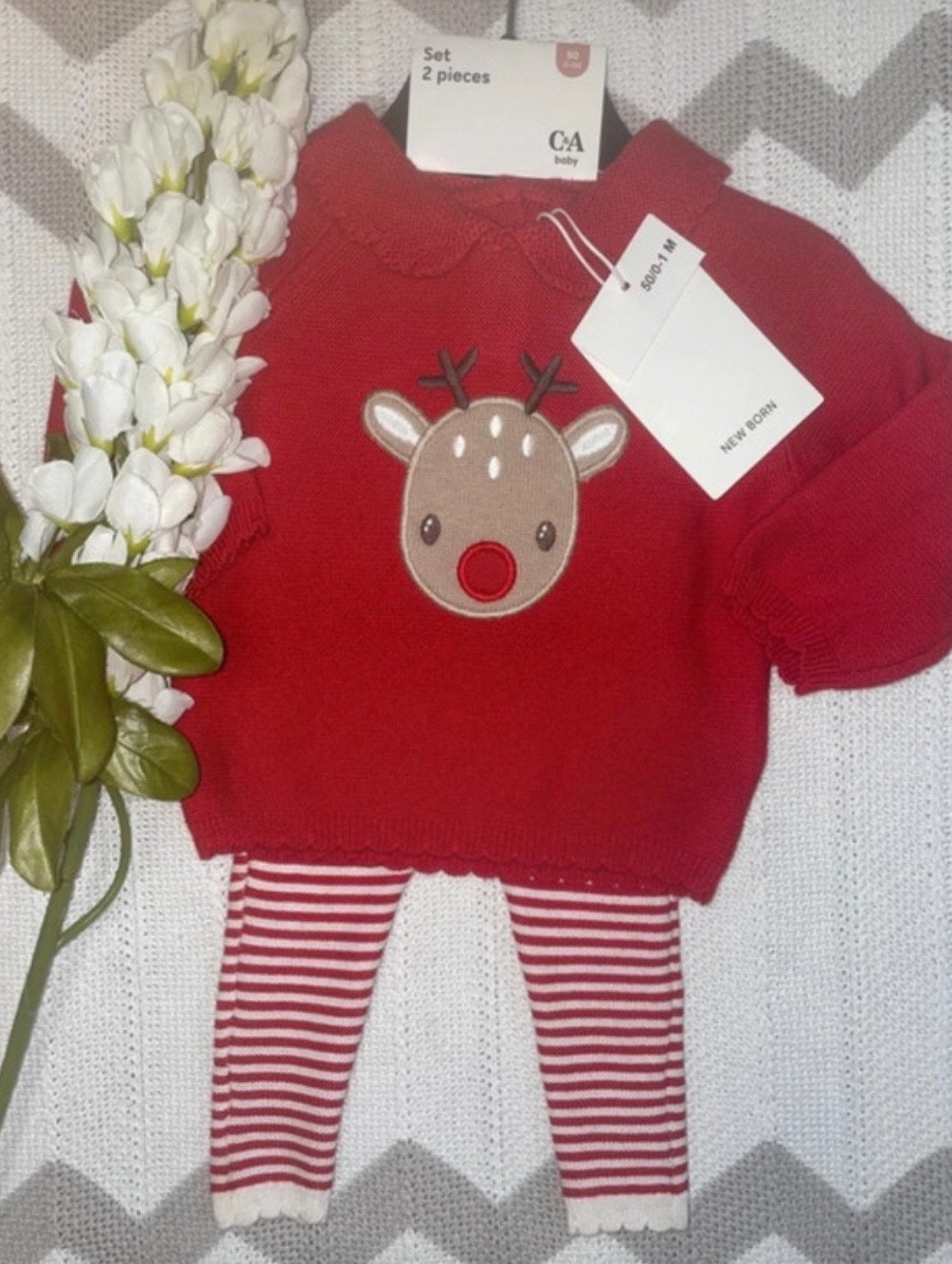 NIEUW, schattig baby winter-/kerst setje van de C&A, maat 50, Kinderen en Baby's, Babykleding | Maat 50, Ophalen of Verzenden