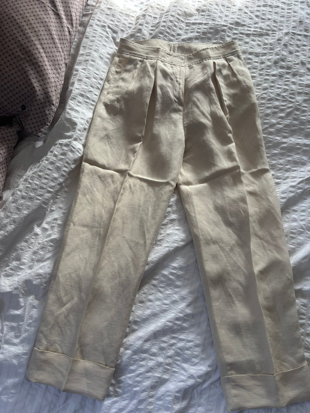 Le Grand Sud linnen/viscose plooibroek mt 40., Maat 38/40 (M), Beige, Ophalen of Verzenden, Zo goed als nieuw