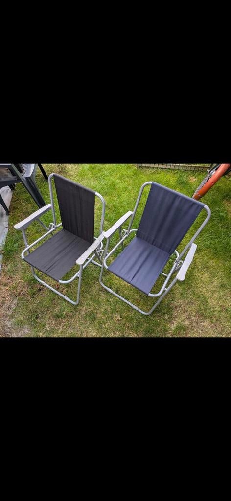 2x Campingstoel - KinderKlapstoel - Zwart en Blauw, Ophalen, Gebruikt, Campingstoel