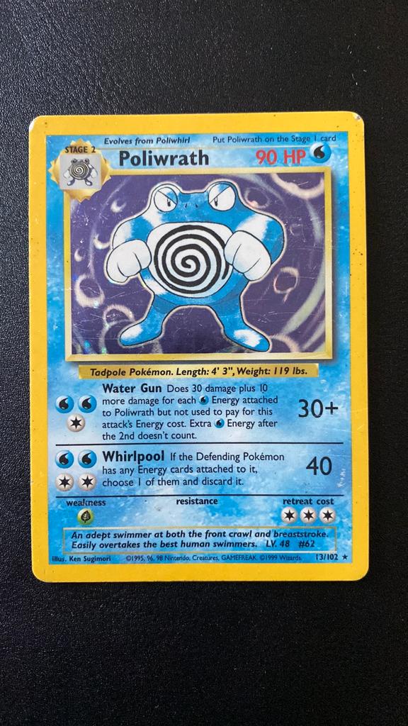 Pokemon poliwrath 13/102 holo engels base, Ophalen of Verzenden, Gebruikt