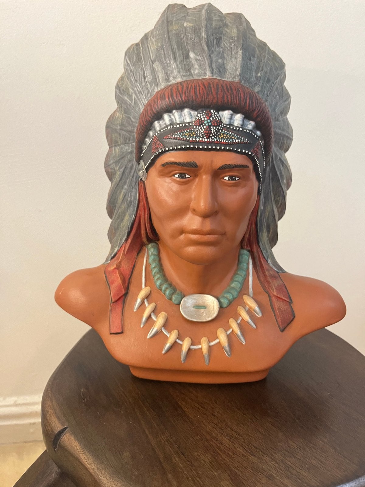 Vintage Indianenhoofd Buste - Decoratief object, Buste, Ophalen of Verzenden, Handgemaakt, 20 - 50 cm