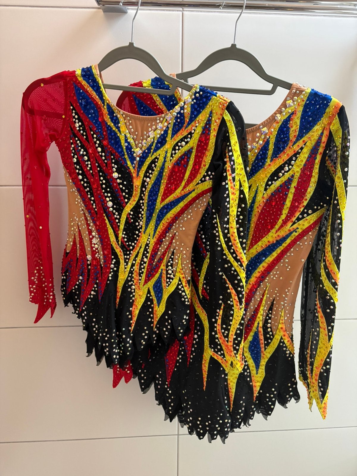 Te koop Duo Acropakjes BP 140-152 en OP 36/38, Sport en Fitness, Turnen, Ophalen of Verzenden, Gebruikt, Turnpak(je)