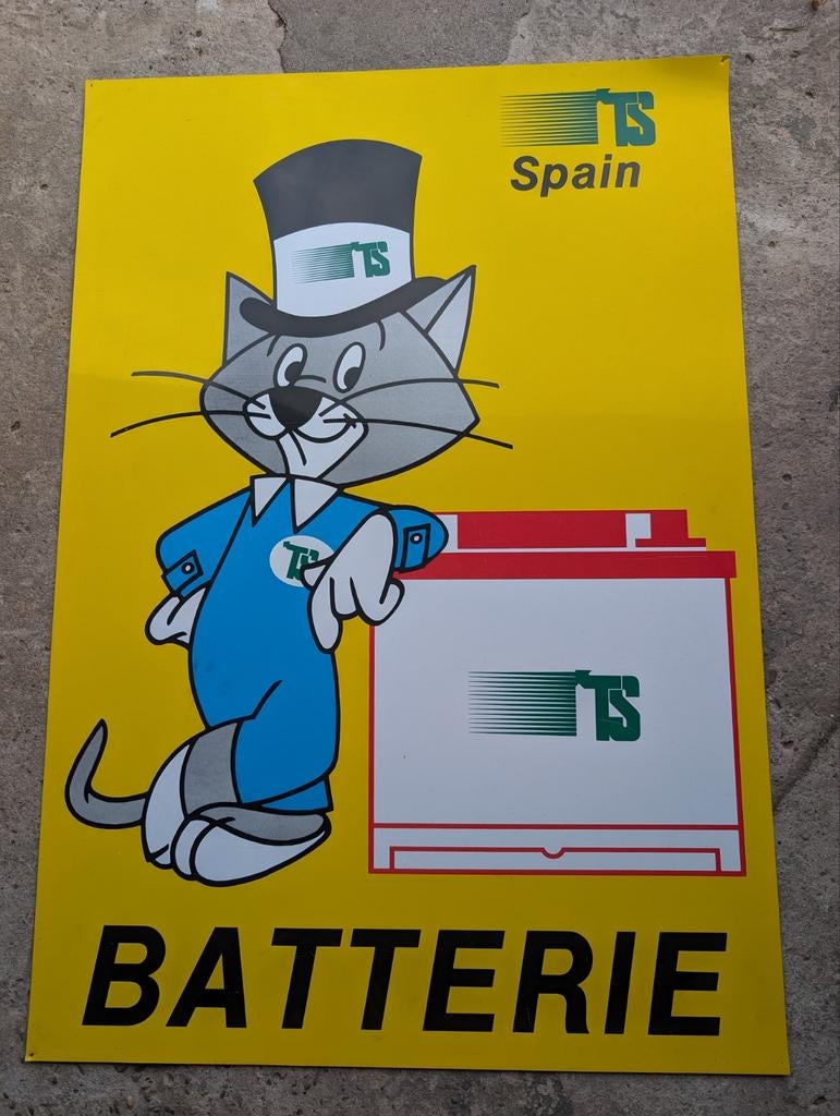 Vintage TS Spain Batterie reclamebord / garage reclame, Ophalen of Verzenden, Zo goed als nieuw, Reclamebord