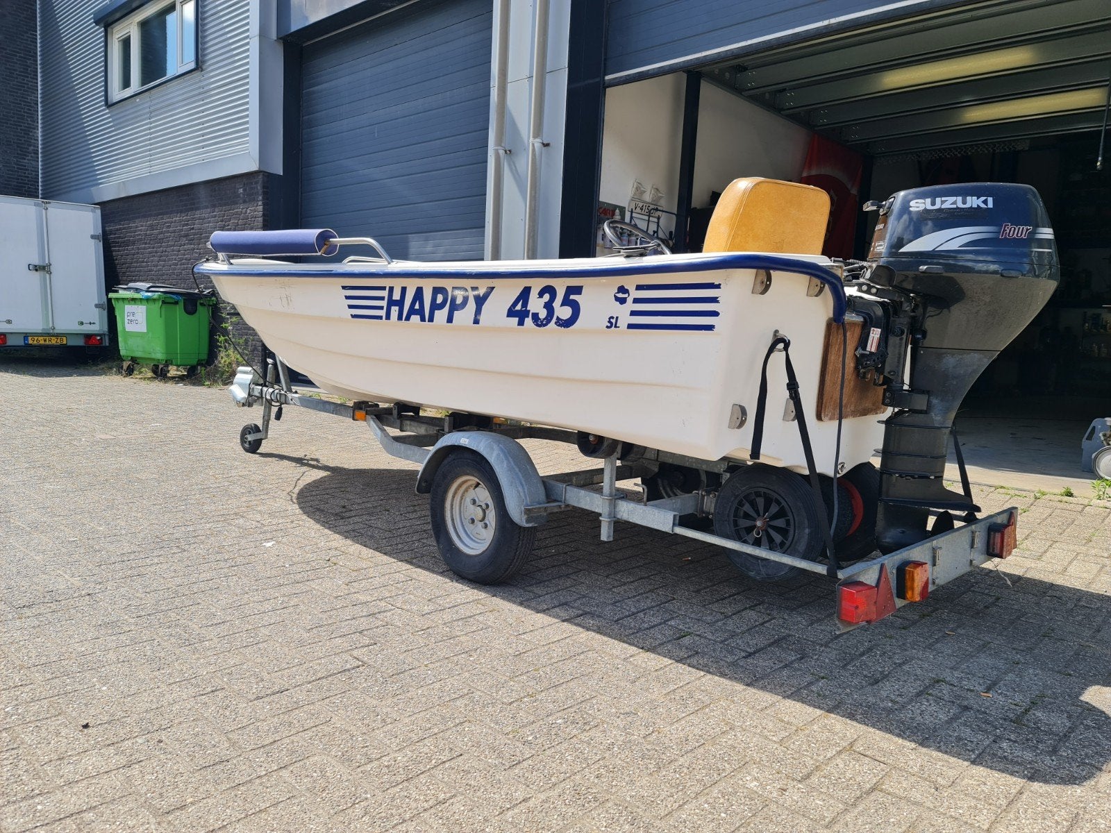 Happy 435 SL met Suzuki DF15 en kiep kantel trailer, Watersport en Boten, Motorboten en Motorjachten, Overige merken, Gebruikt