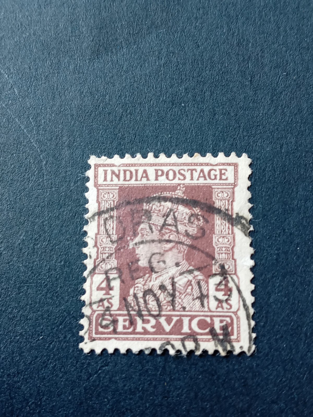 India Postzegel 4 Annas SERVICE Gestempeld, Ophalen of Verzenden, T/m 1940, Gestempeld