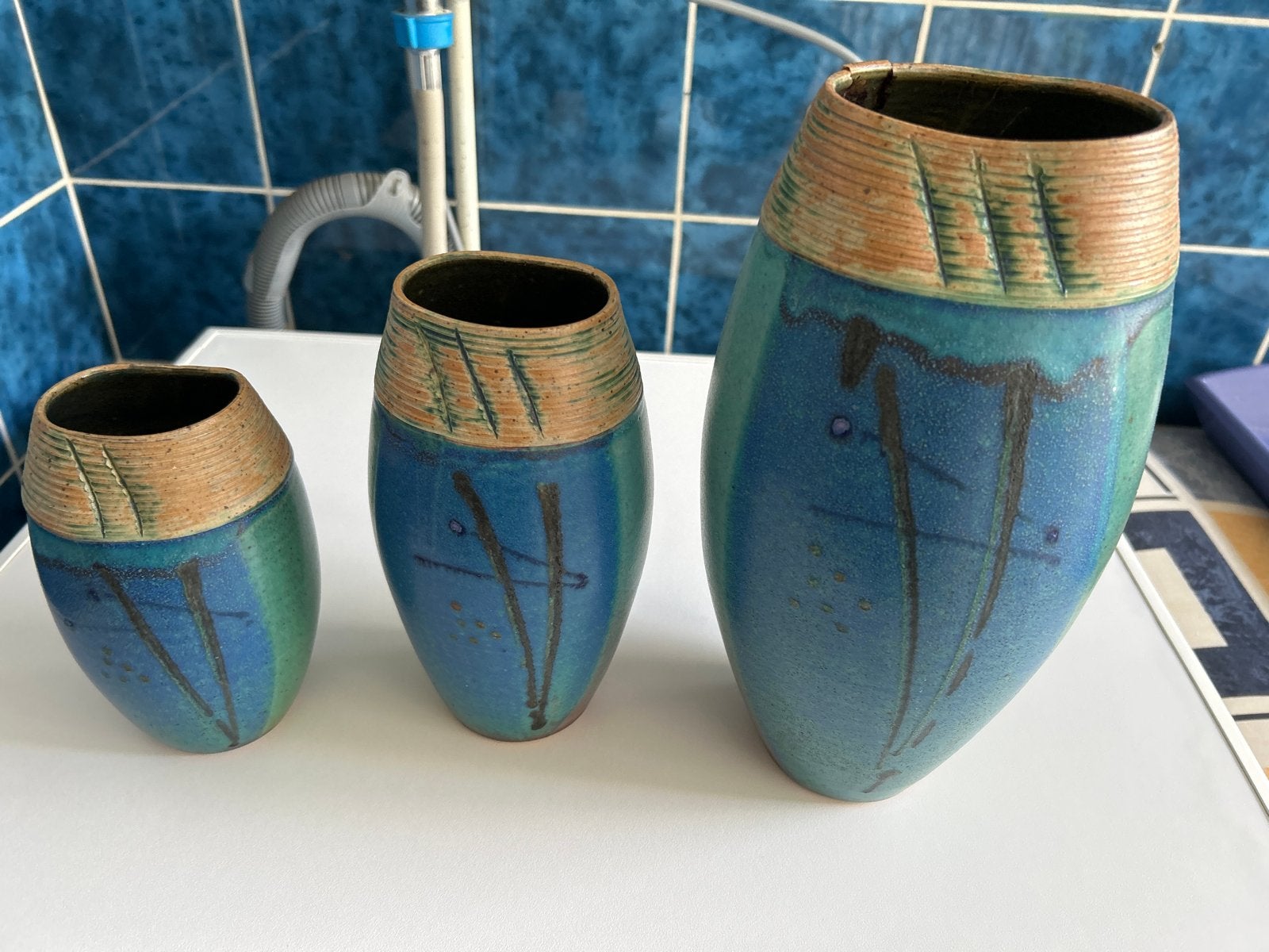 Set van 3 keramische vazen van Ed Meissenberg, Antiek en Kunst, Antiek | Vazen, Ophalen of Verzenden