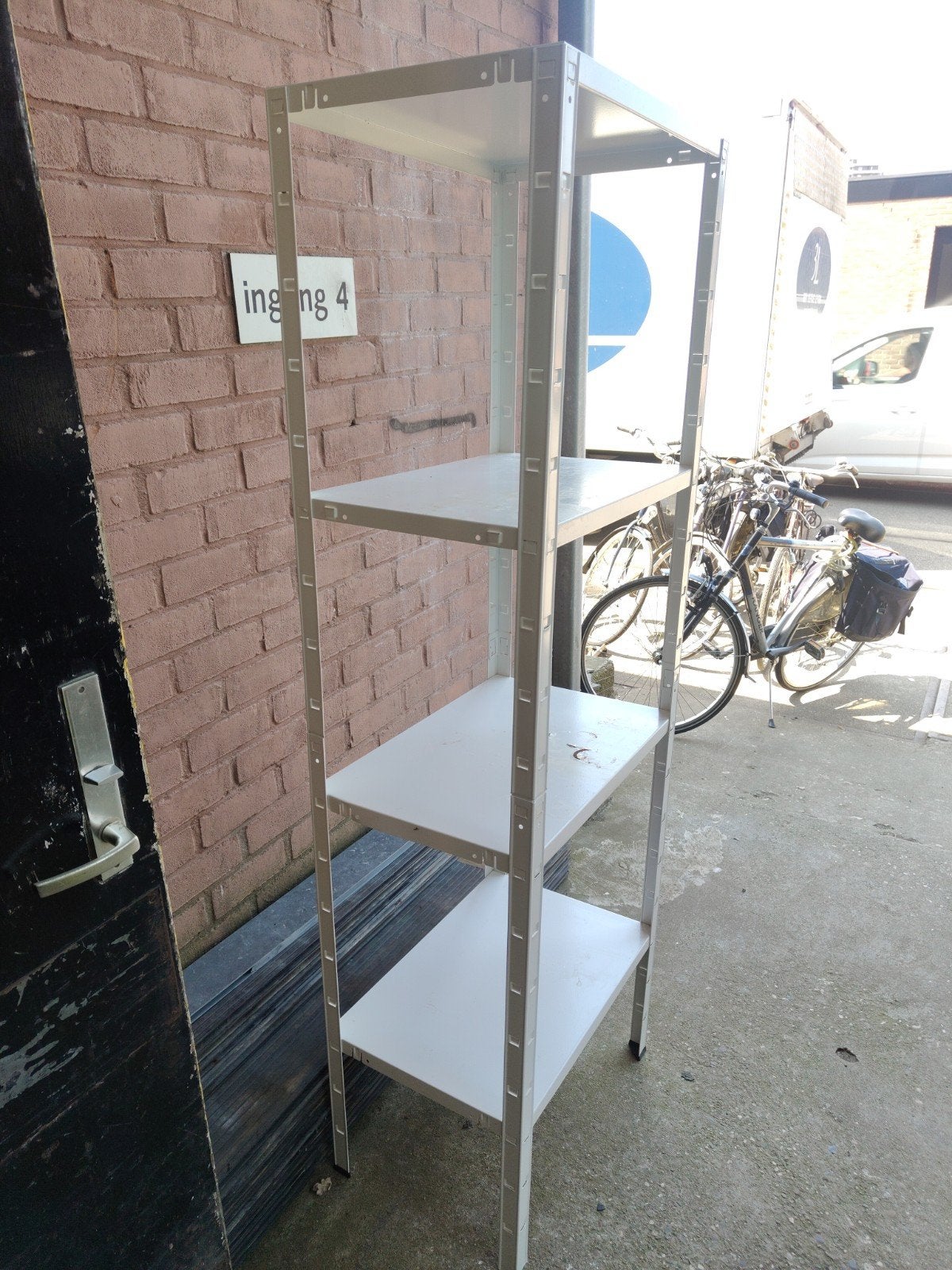 Gebruikt metalen rek met 4 planken, Ophalen, Gebruikt