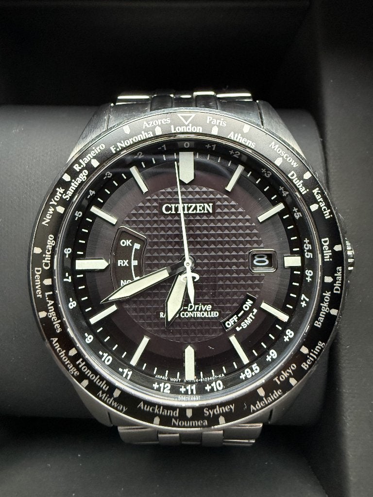 Citizen Eco-Drive World Timer | Radio Controlled CB0027-69E, Staal, Staal, Ophalen of Verzenden, Zo goed als nieuw