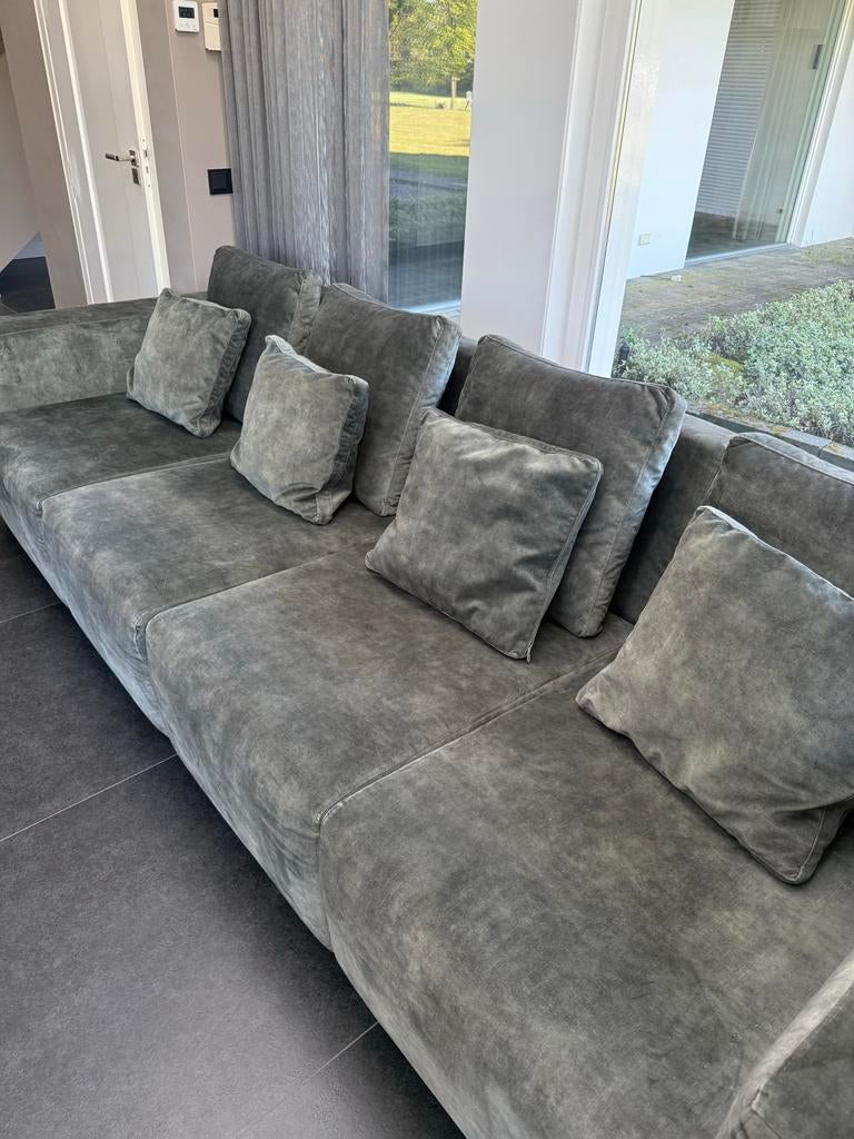 Ruime Groen/Grijze Bank, Huis en Inrichting, Ophalen, Gebruikt, 300 cm of meer, 75 tot 100 cm