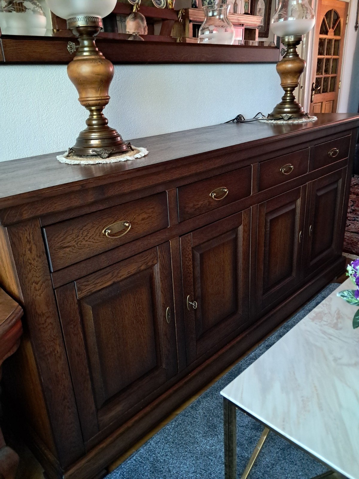 dressior met spiegel, Huis en Inrichting, Kasten | Dressoirs, Ophalen of Verzenden, Zo goed als nieuw, 25 tot 50 cm, Glas