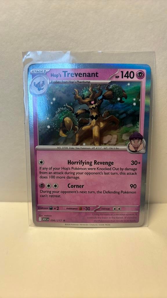 Hop’s trevenant 096/217 ascended heroes holo pokemon kaart, Ophalen of Verzenden, Nieuw, Boosterbox