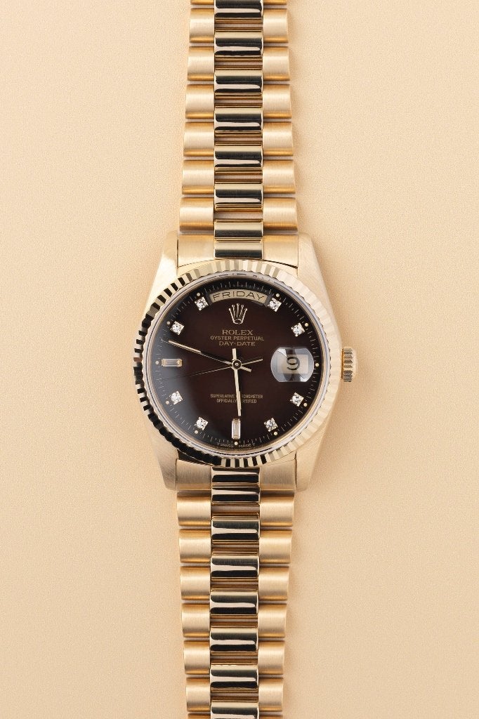 Rolex Day-Date 18238 Vignette brown Full set, Ophalen, Rolex, Polshorloge, Zo goed als nieuw
