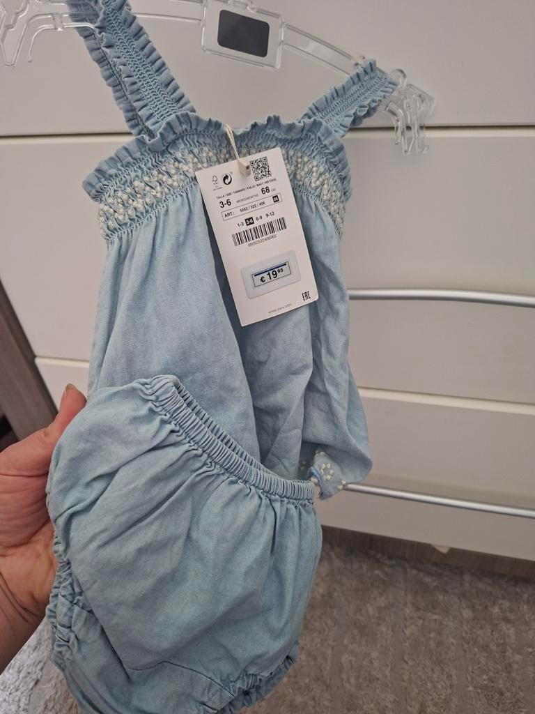 Nieuw Zara baby setje - lichtblauw met borduursel, Kinderen en Baby's, Ophalen of Verzenden, Nieuw, Zara, Meisje