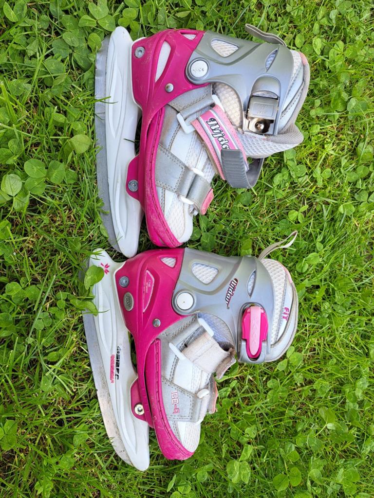 Nijdam verstelbare schaatsen roze/grijs maat 30-33, Sport en Fitness, Schaatsen, Ophalen, Gebruikt, Overige typen, Nijdam