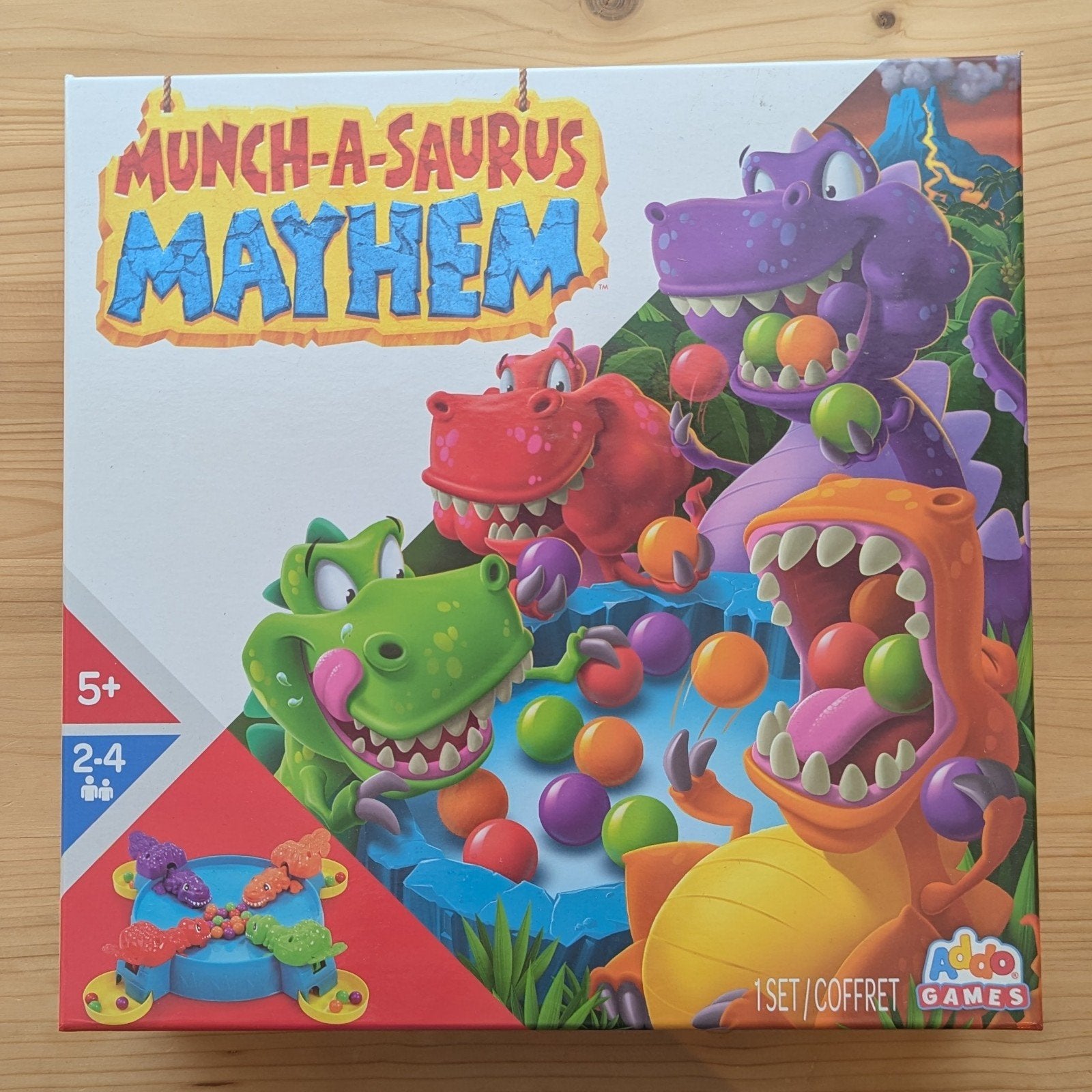 Munch-a-saurus Mayhem Bordspel - Dinosaurus Eetspel, Een of twee spelers, Ophalen of Verzenden, Zo goed als nieuw