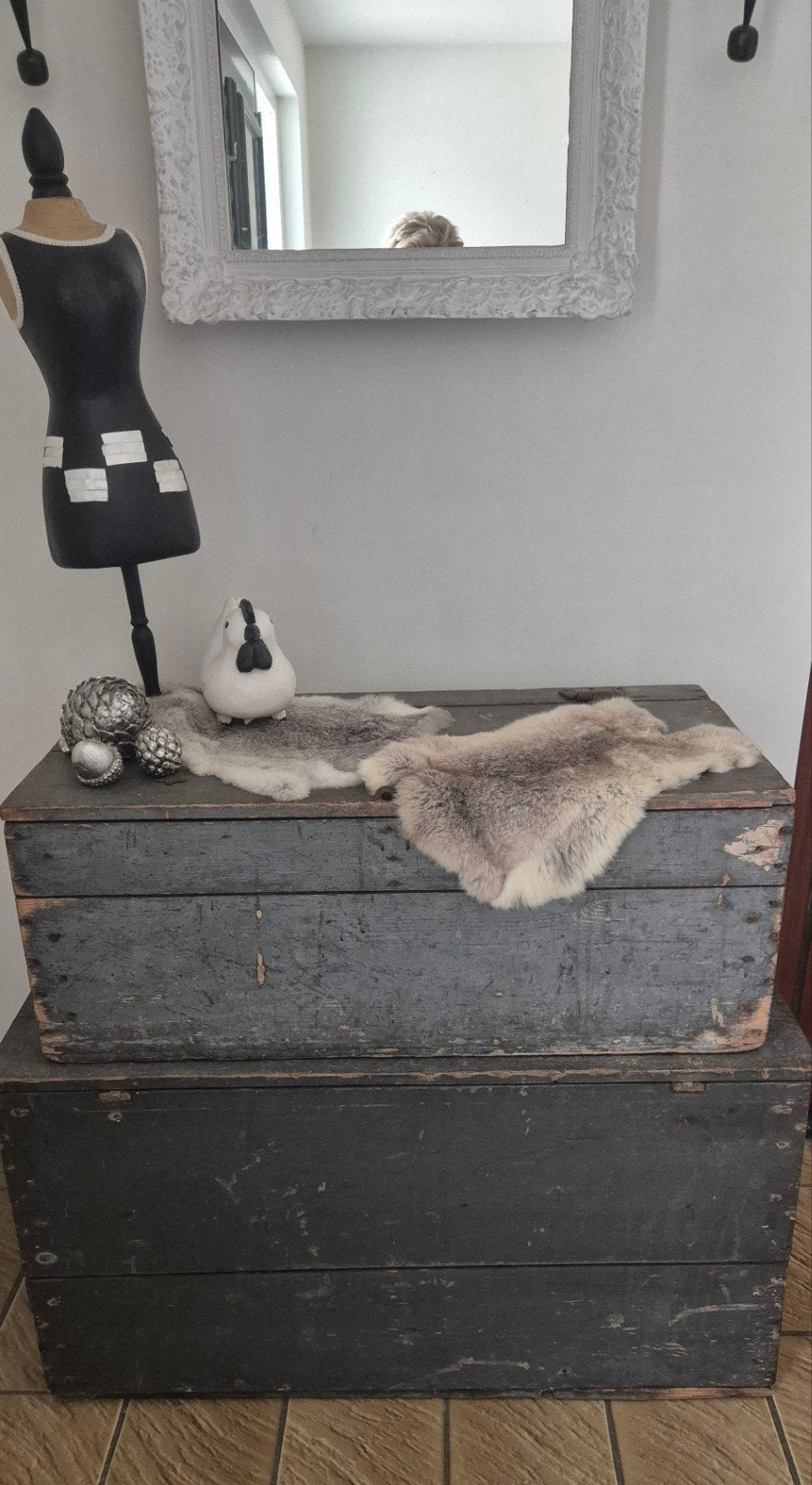 Vintage houten kist - decoratieve opberger, Ophalen