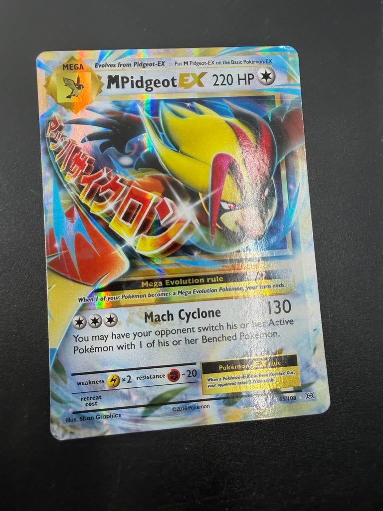 Pokémon M Pidgeot EX 220 HP Kaart, Ophalen of Verzenden, Gebruikt, Losse kaart, Foil