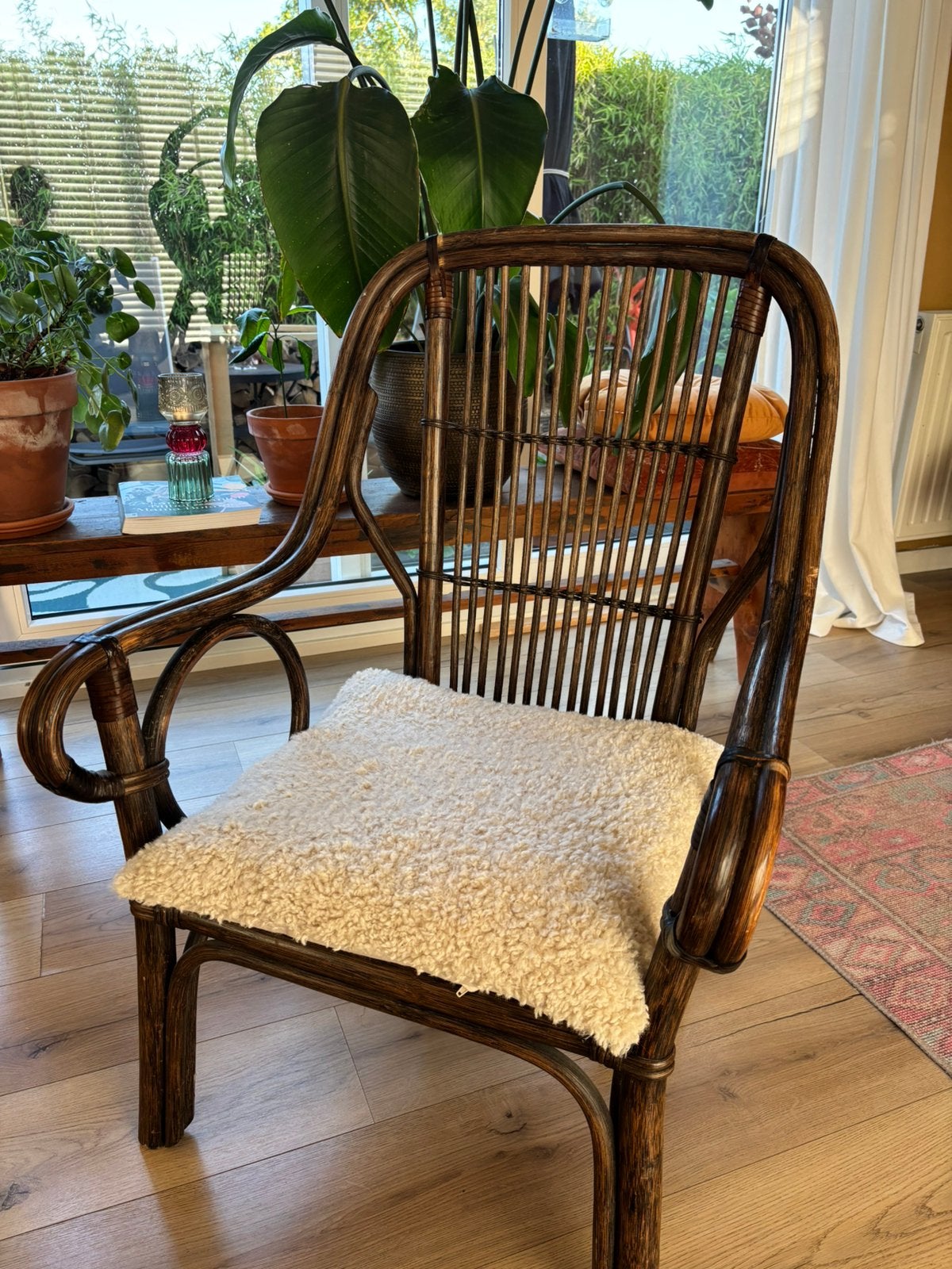 Vintage rotan fauteuil, Ophalen, Gebruikt, 50 tot 75 cm