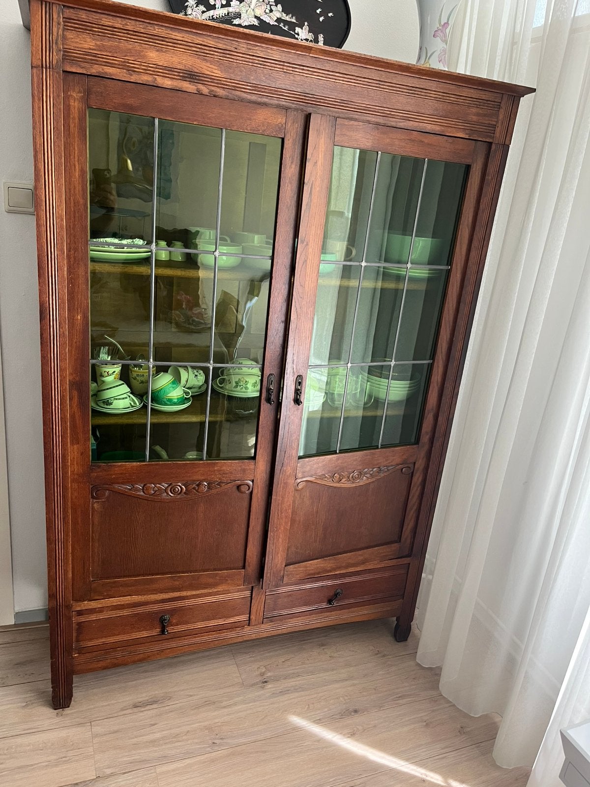 Antieke vitrinekast, Ophalen, 50 tot 100 cm, 150 tot 200 cm, 25 tot 50 cm