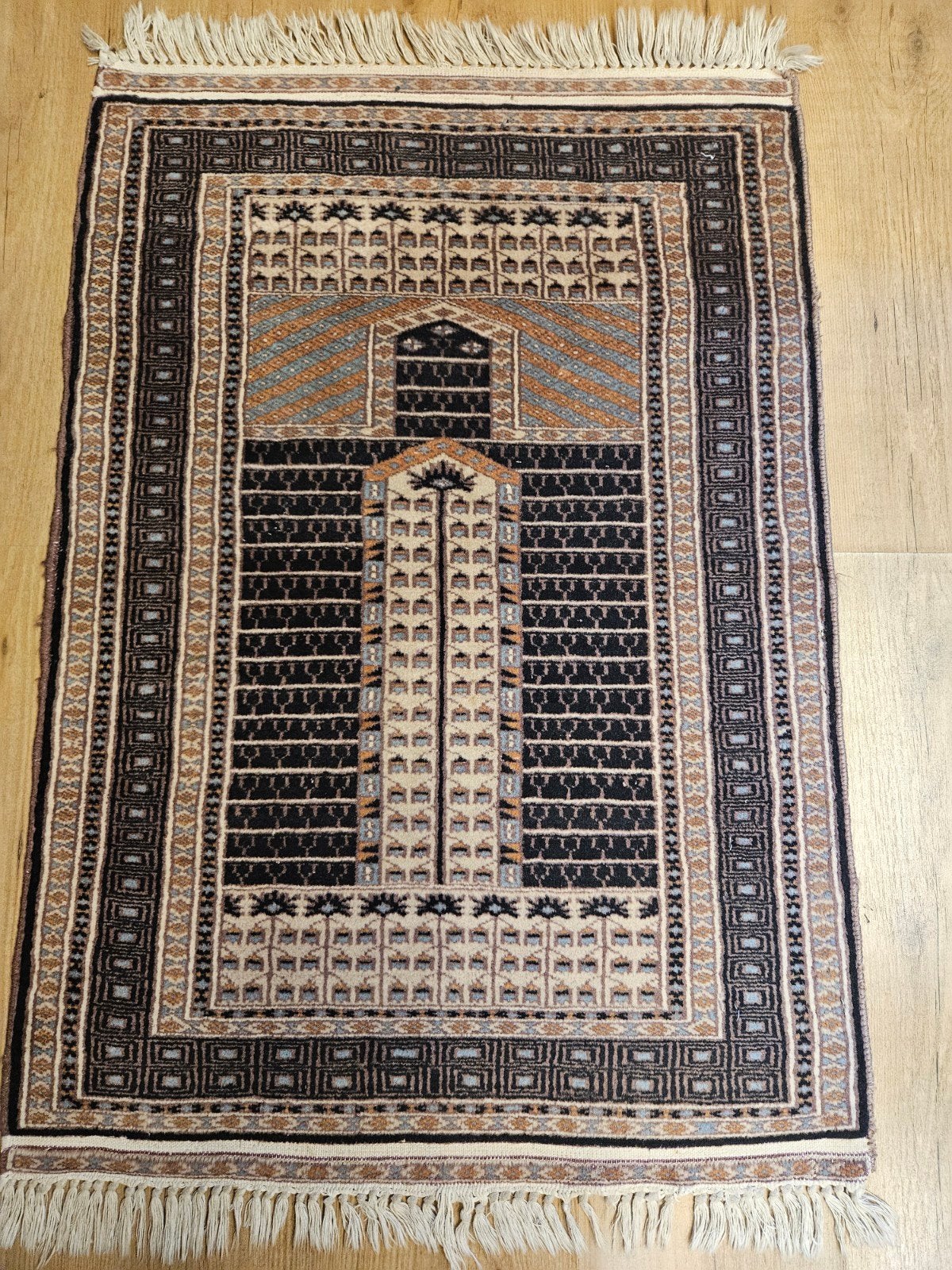Vintage handgeknoopt oosters tapijt karachi 91x63