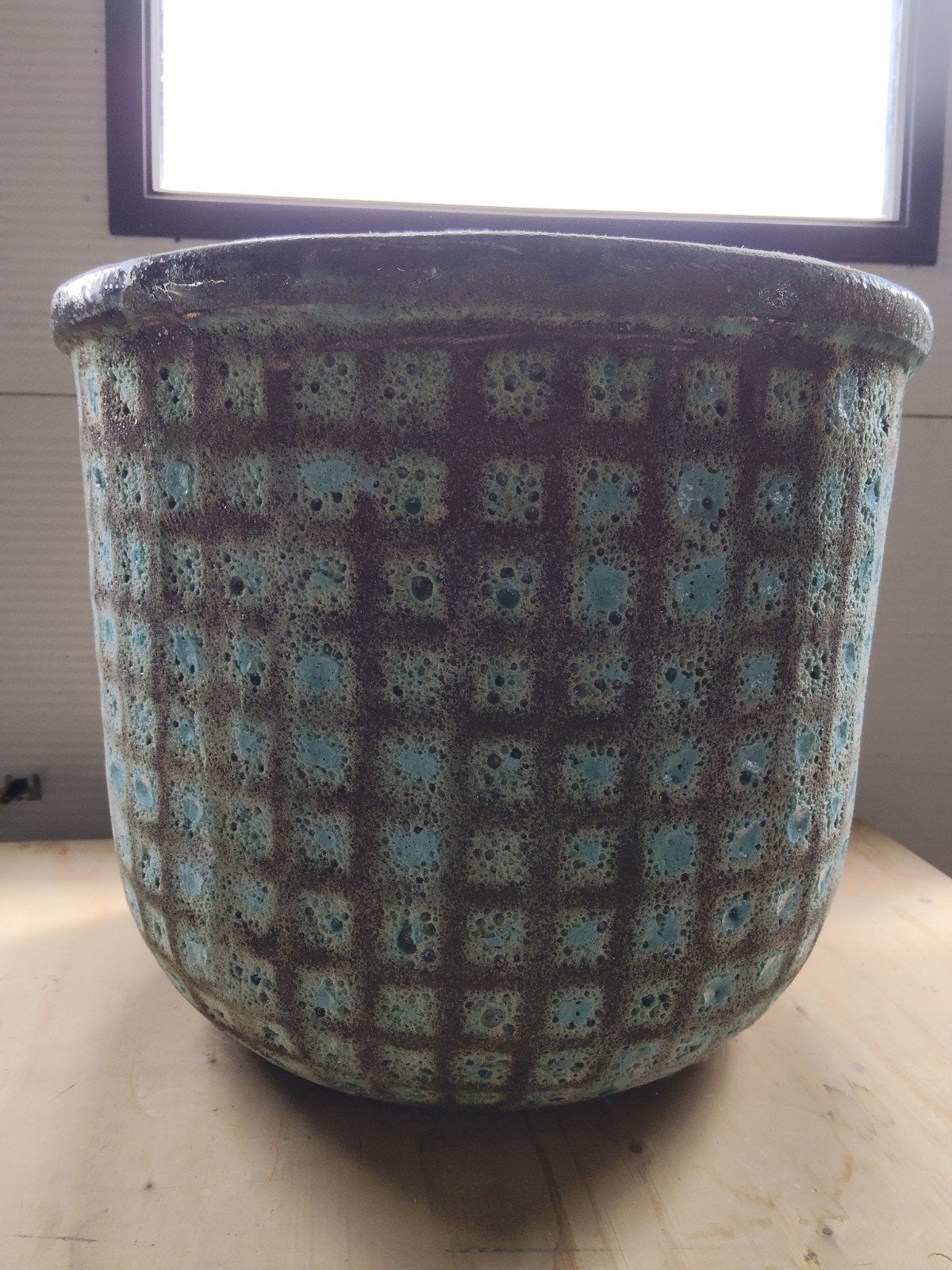 Grote zware stenen bloempot ø43 h37, Tuin en Terras, Bloempotten, Steen, 40 cm of meer, Ophalen of Verzenden, Zo goed als nieuw