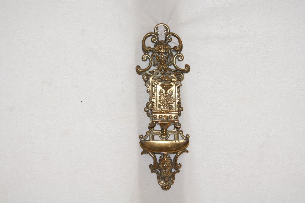 Antieke Messing Luciferhouder met Decoratieve Details, Ophalen of Verzenden, Gebruikt, Luciferdoosjes of -merken