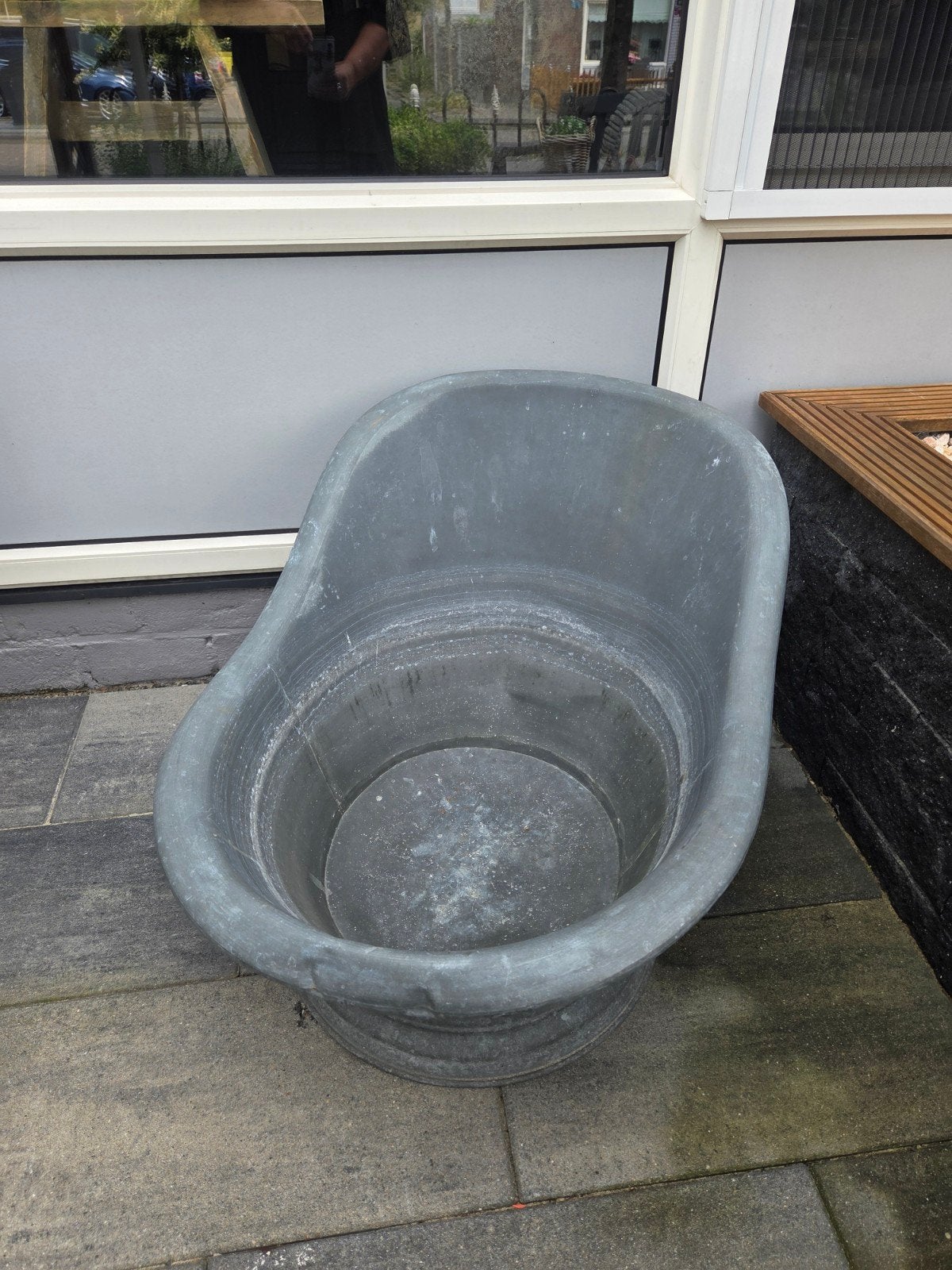 Ouderwetse zinken badkuipje  zonder gaatjes erin, Ophalen, Gebruikt, Minder dan 30 cm, Rond