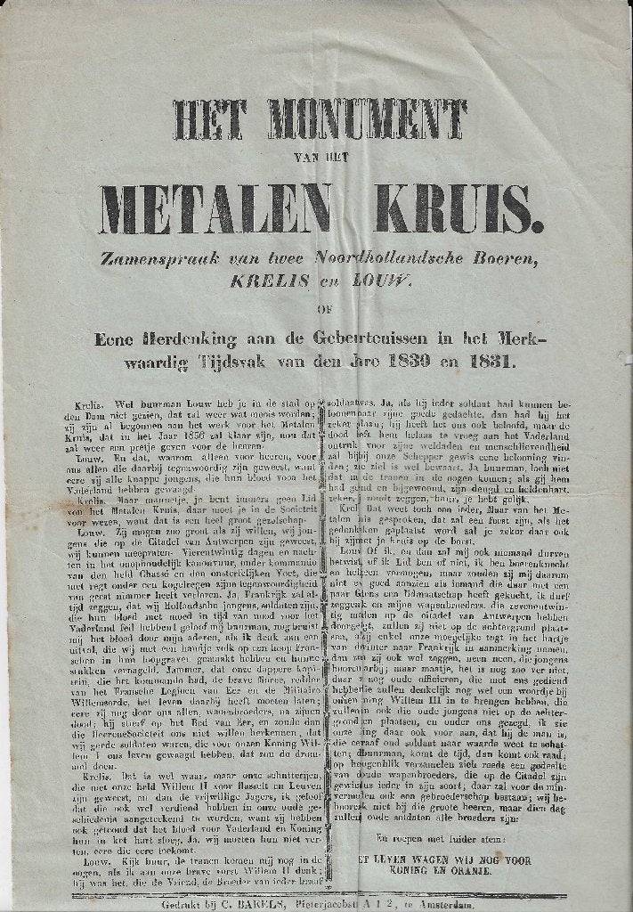 Het Monument v. het Metalen Kruis Zamenspraak Krelis en Louw