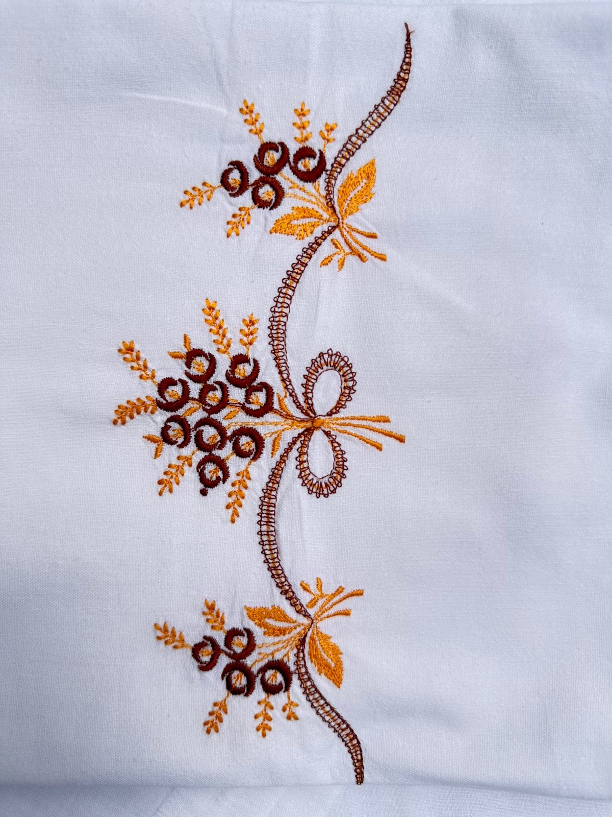 Vintage lakenset met geborduurde bloemen, 1 persoons, Gebruikt, Eenpersoons, Wit, Beddengoedset