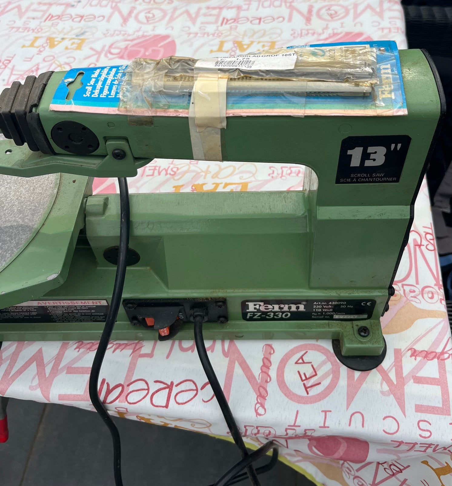 Elektr. Lintzaag / Figuurzaag van Ferm + zaagjes FZ 13 /330, Gebruikt, Ophalen of Verzenden, 30 tot 70 mm, Figuurzaag