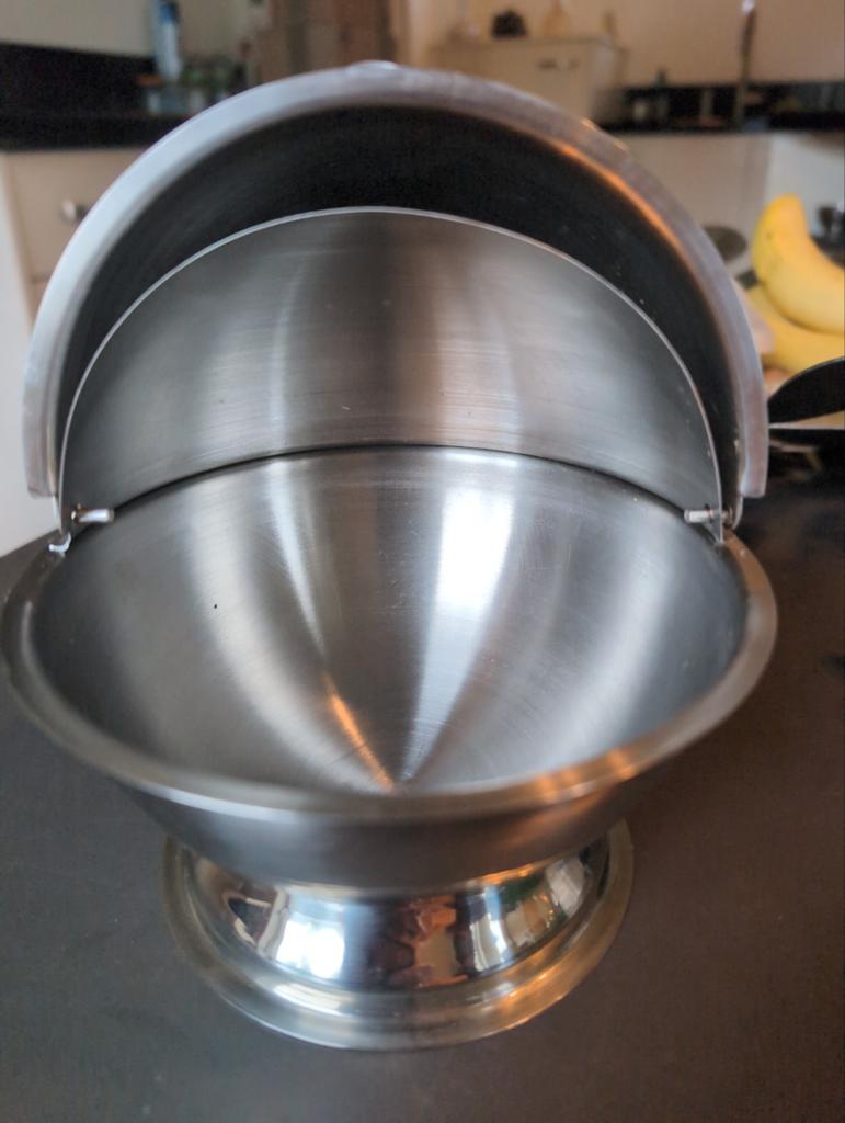 RVS schaal met klep, bol,  jaren '60 vintage, space age, Ophalen of Verzenden, Huis en Inrichting