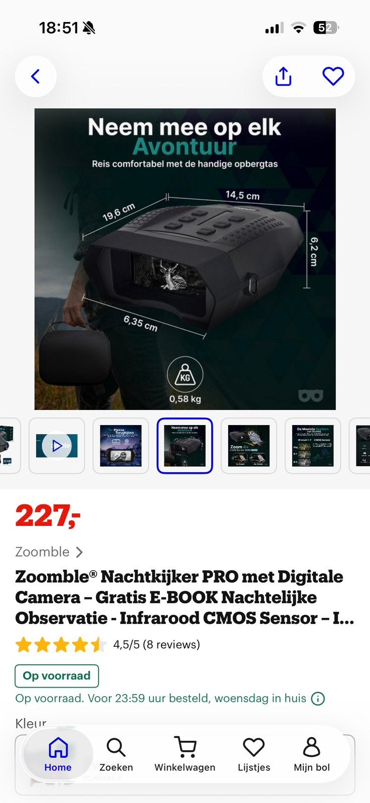 Nachtkijker PRO met digitale camera, Audio, Tv en Foto, Optische apparatuur | Verrekijkers, Minder dan 8x, Ophalen of Verzenden